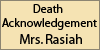 Death Acknowledgement - Mrs. Rasiah Annaluxsumy